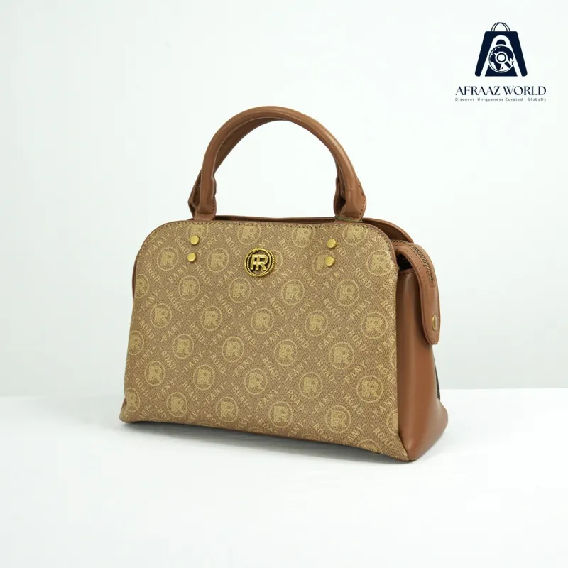 Luxury Monogram Brown Handbag with Golden Accents – Afraaz World