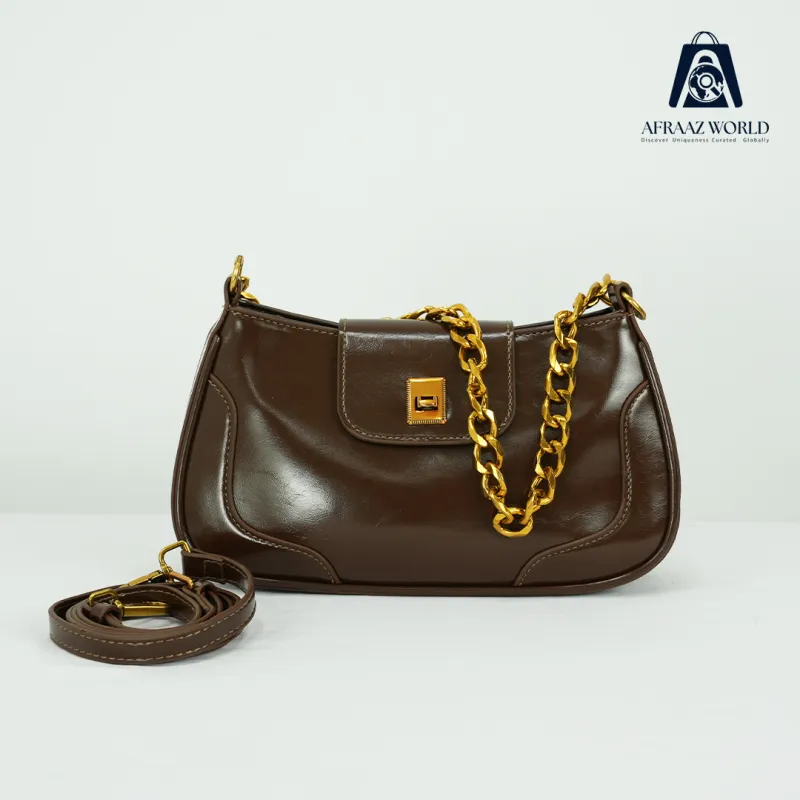 Classic Black Chain Shoulder Bag for Women | Premium Leather Handbag by Afraaz World