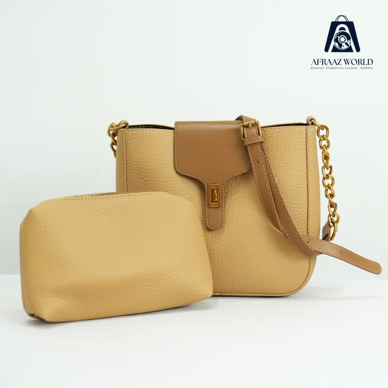 Stylish Pink-Beige Shoulder Bag Set for Women | 2-in-1 Luxury Handbag by Afraaz World