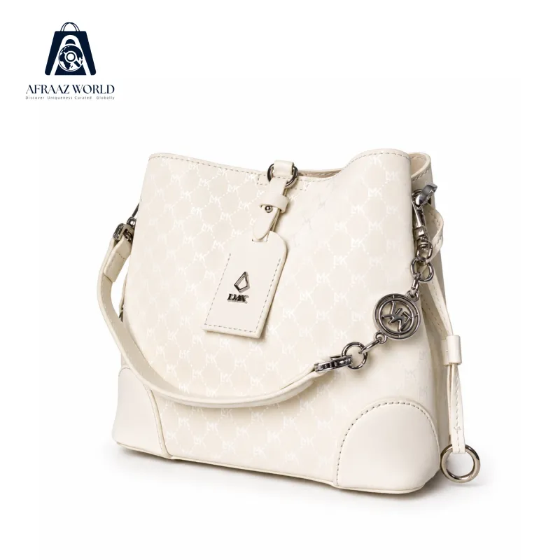 Ivory Luxe Monogram Shoulder Bag