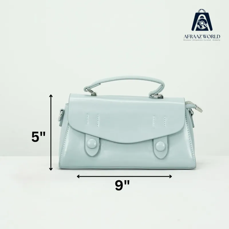 Pastel Blue Mini Satchel Bag with Top Handle & Crossbody Strap
