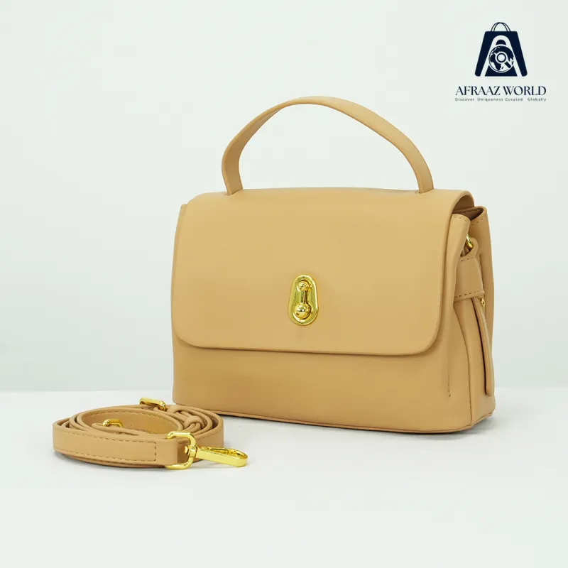 Mint Green Faux Leather Crossbody Handbag with Gold-Tone Lock