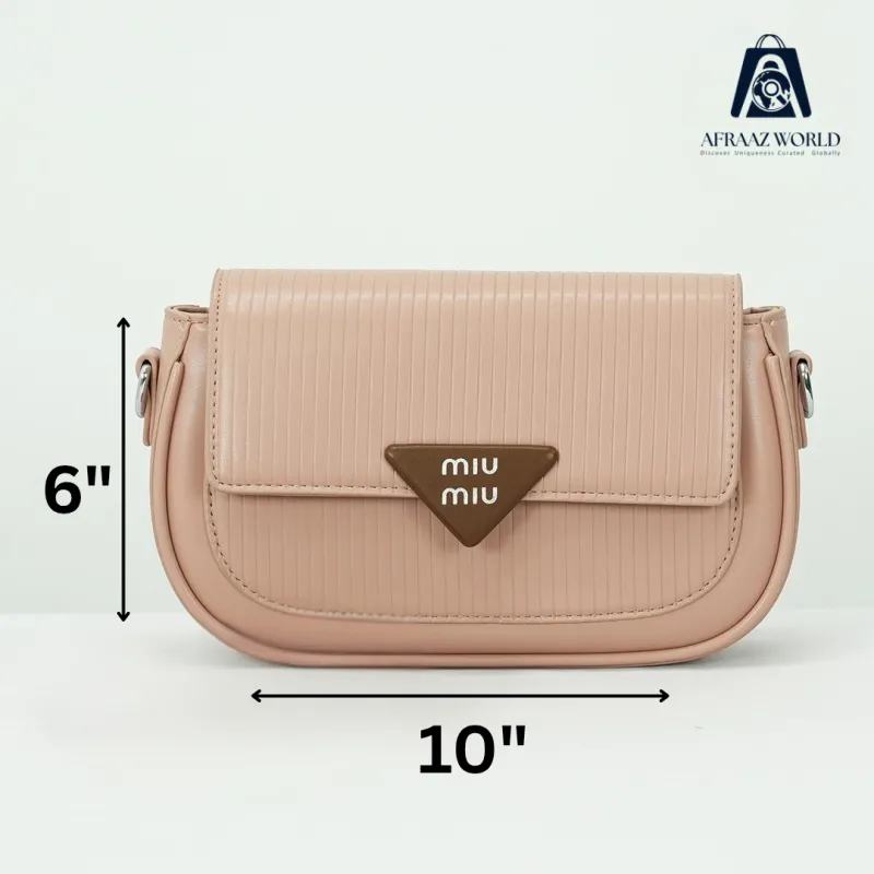 Elegant MIU MIU  Pink Textured Crossbody Bag with Triangle Logo